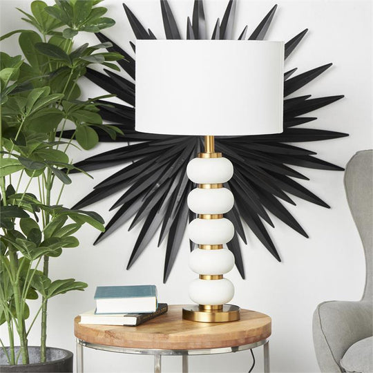 Metal Orbs Style Base Table Lamp with Drum Shade