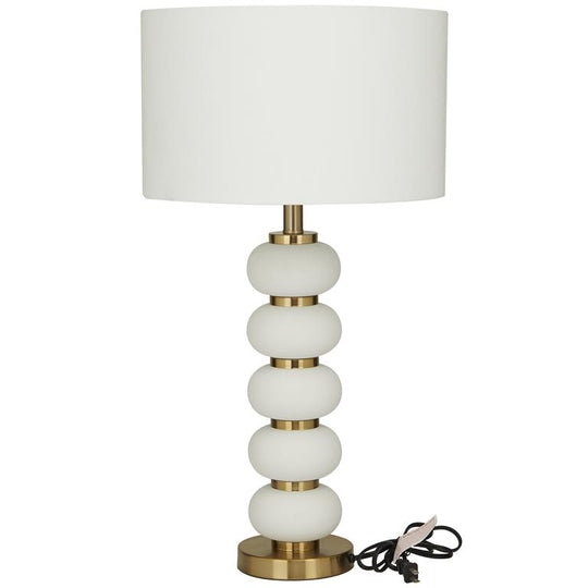 Metal Orbs Style Base Table Lamp with Drum Shade