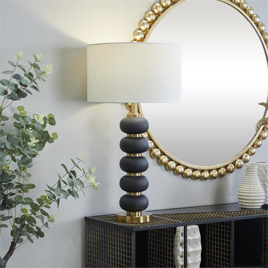 Metal Orbs Style Base Table Lamp with Drum Shade