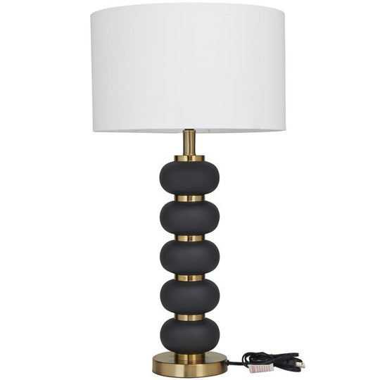 Metal Orbs Style Base Table Lamp with Drum Shade
