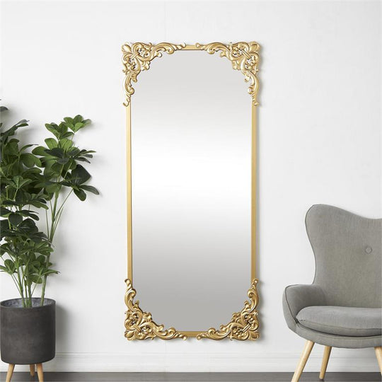 Tall Metal Ornate Baroque Floor Mirror, 66"