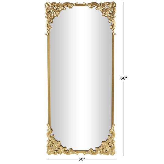 Tall Metal Ornate Baroque Floor Mirror, 66"