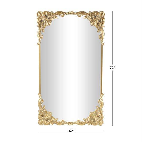 Tall Metal Ornate Baroque Floor Mirror, 72"