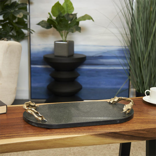 Marble Tray with Gold Leaf Handles