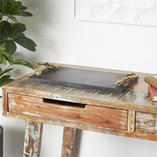 Marble Tray with Gold Leaf Handles