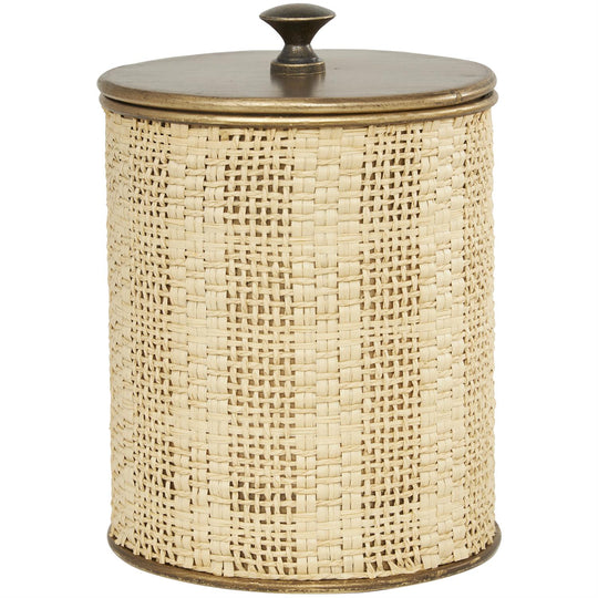 Metal Woven Decorative Jars Set with Gold Lids