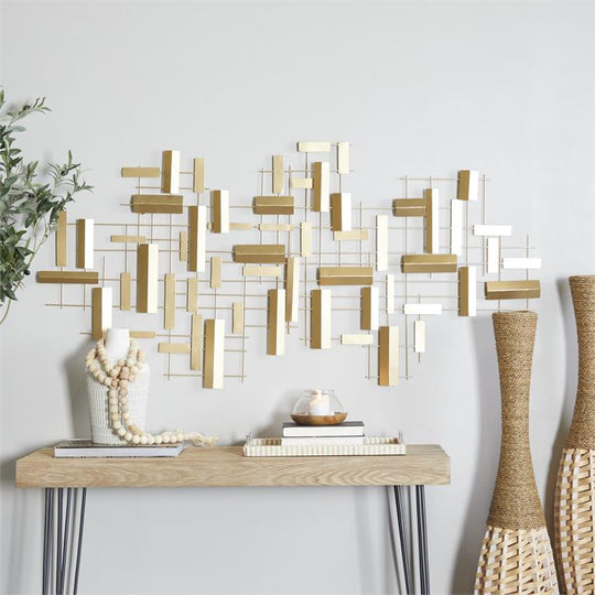 3D Wide Geometric Grid Wall Art
