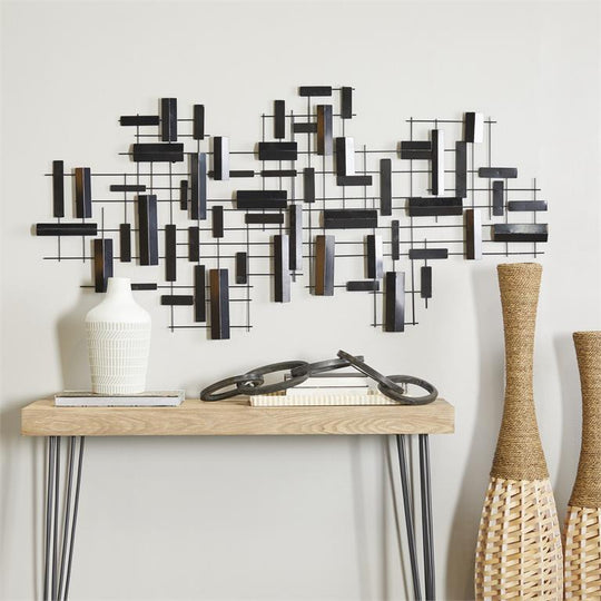 3D Wide Geometric Grid Wall Art