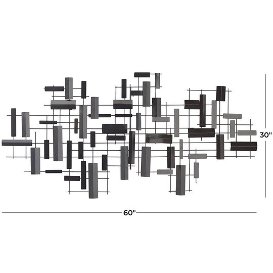 3D Wide Geometric Grid Wall Art