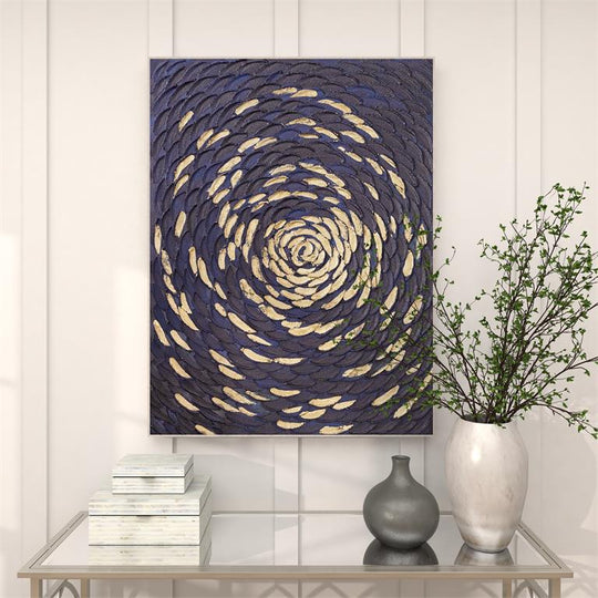 3D Abstract Spiral Scales Painting with Gold Accents