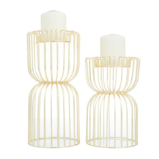 Bird Cage Style Candle Holder Set
