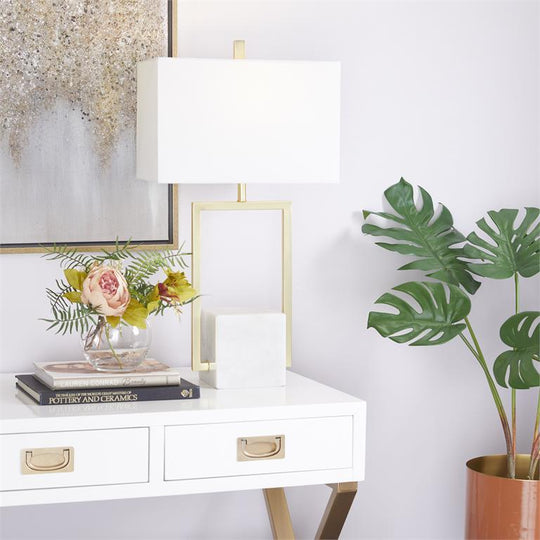 Marble Table Lamp with Square Shade