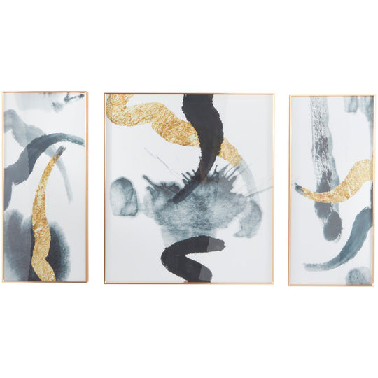 XL Splash Abstract Porcelain Wall Art with Gold Accents Set