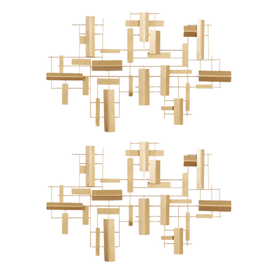 Geometric Metal Grid Wall Decor Set