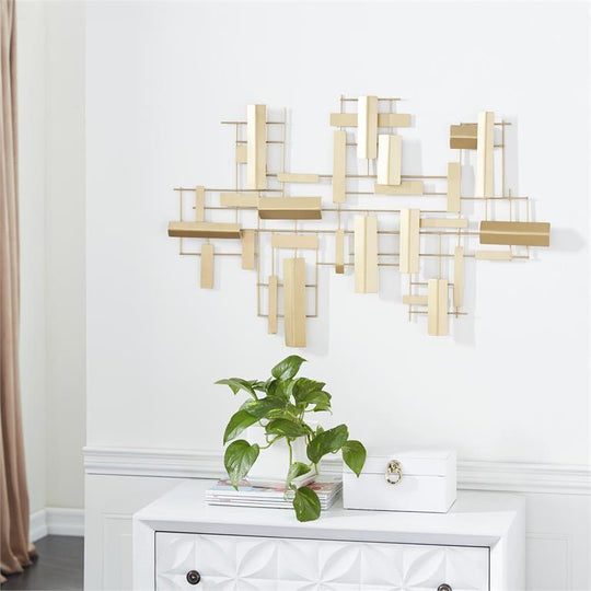 Geometric Metal Grid Wall Decor Set