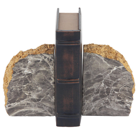 Geode Faux Marble Bookends Set with Gold Edges