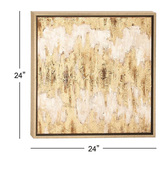 Gold Brushed Mixed Media Wall Art with Gold Frame Set