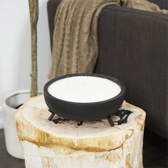 40 oz Scented 4 Wick Candle in Wood Bowl with Metal Stand