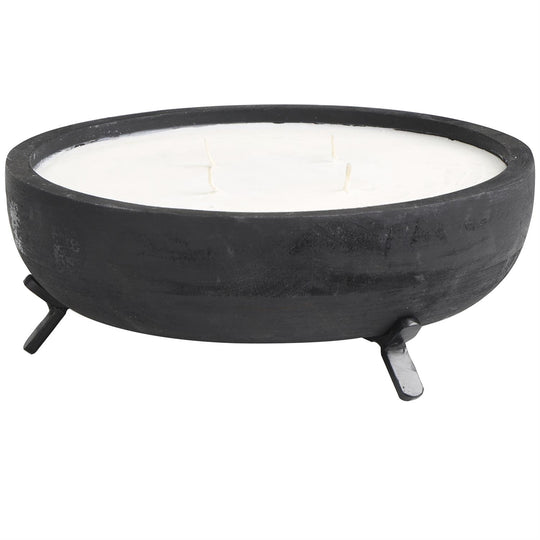 40 oz Scented 4 Wick Candle in Wood Bowl with Metal Stand