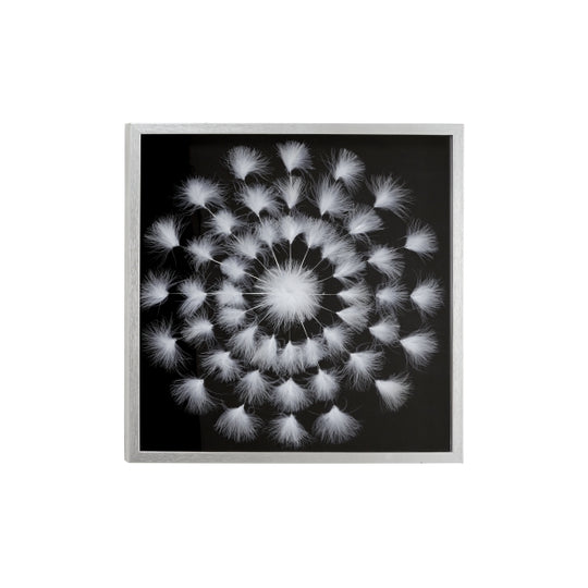 Feather Mandala Shadow Box Wall Art with Silver Frame