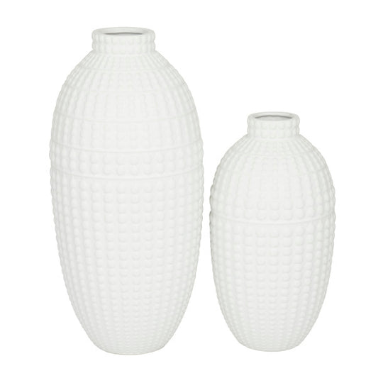 Embossed Tall Rounded Ceramic Vase Set
