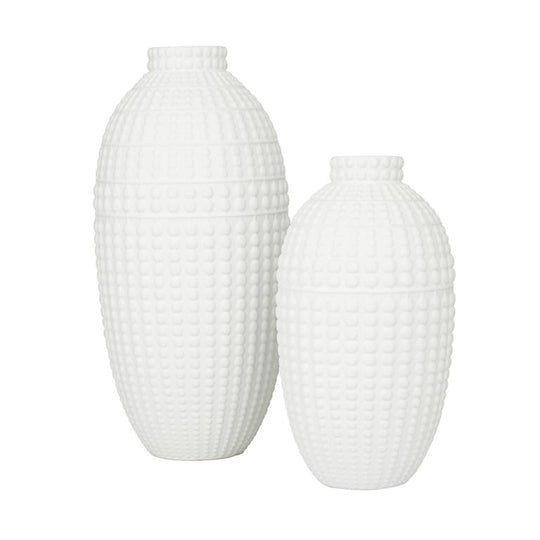 Embossed Tall Rounded Ceramic Vase Set