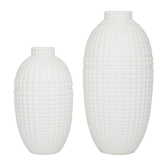 Embossed Tall Rounded Ceramic Vase Set