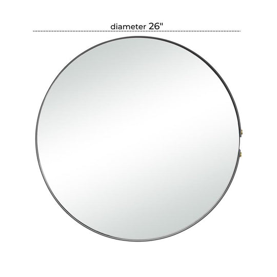 Thin Framed Round Wall Mirror, 26"