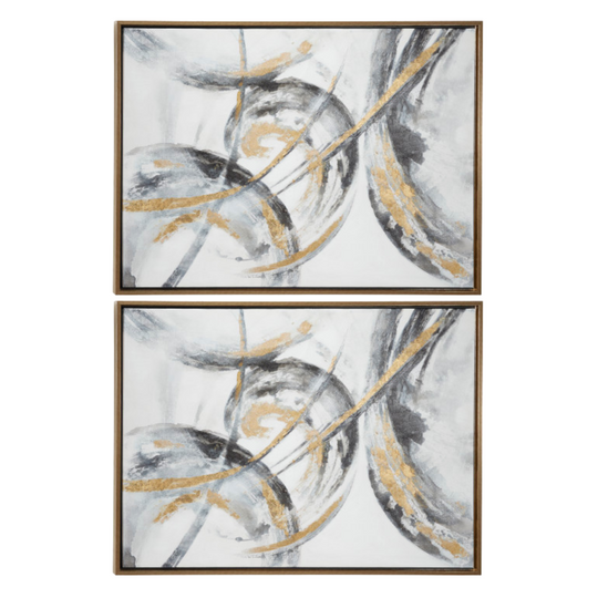 Abstract Motion Wall Art with Gold Frame Set