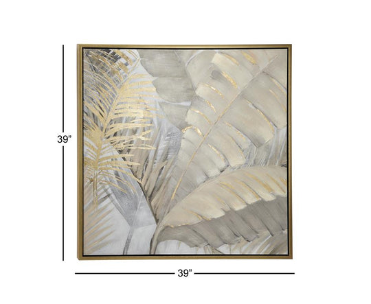 Gilded Palm Leaves Wall Art with Gold Frame