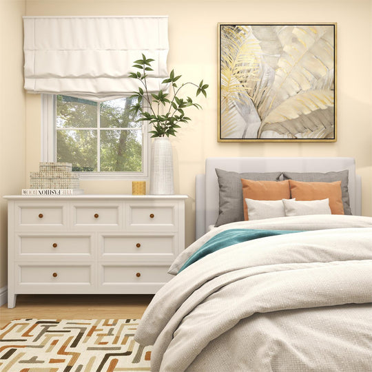 Gilded Palm Leaves Wall Art with Gold Frame