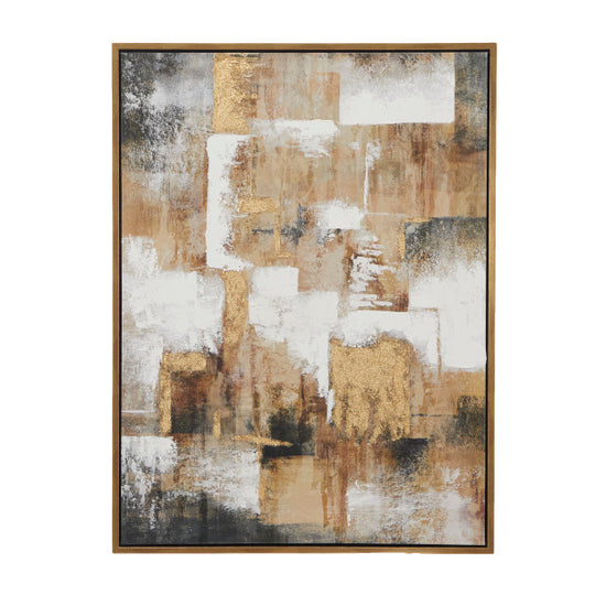 Block Gradient Abstract Wall Art with Gold Frame