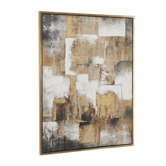 Block Gradient Abstract Wall Art with Gold Frame