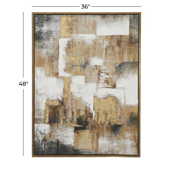 Block Gradient Abstract Wall Art with Gold Frame