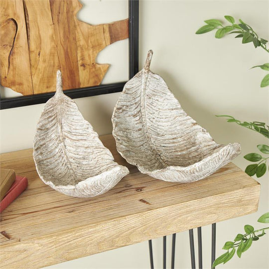 Rustic Textured Leaves Decorative Bowl Set