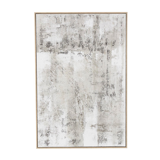 Distressed Abstract Textured Wall Art with Light Brown Frame