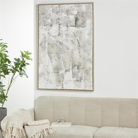 Distressed Abstract Textured Wall Art with Light Brown Frame