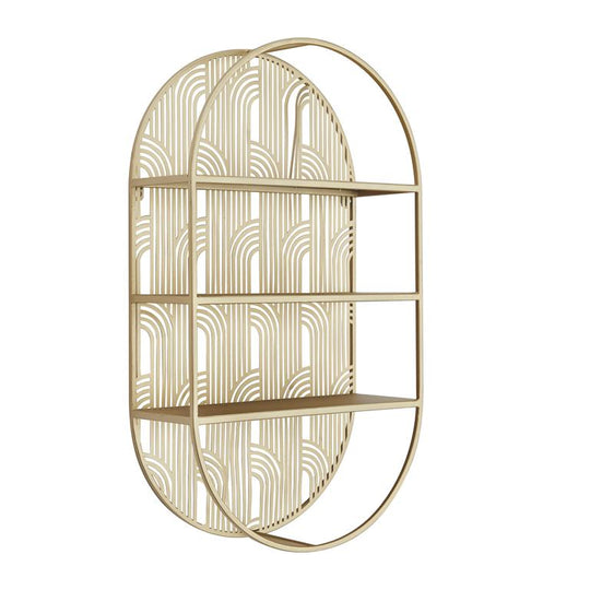Oval Art Deco Inspired Metal Wall Shelf