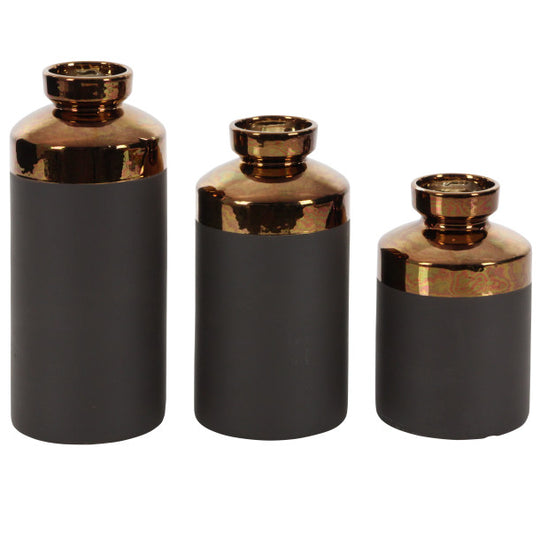 Copper Colorblock Topped Ceramic Vase Set