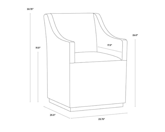 Zane Wheeled Dining Armchair