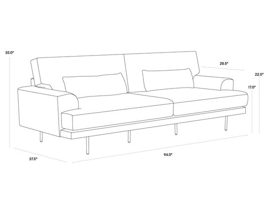 2D product image with detailed dimensions