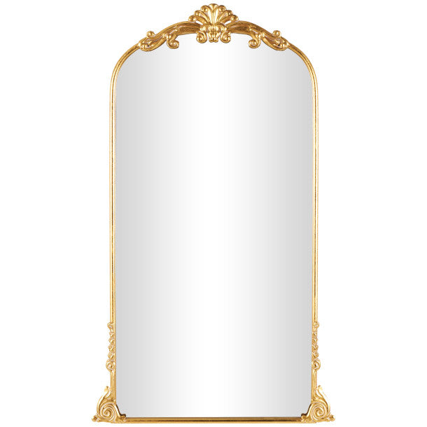 Metal Ornate Arched Baroque Floor Mirror, 48"