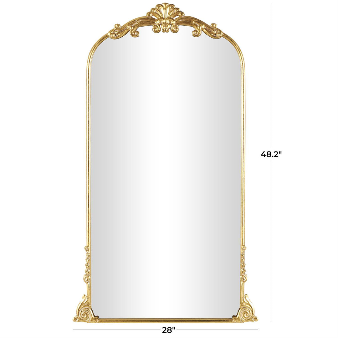 Metal Ornate Arched Baroque Floor Mirror, 48"