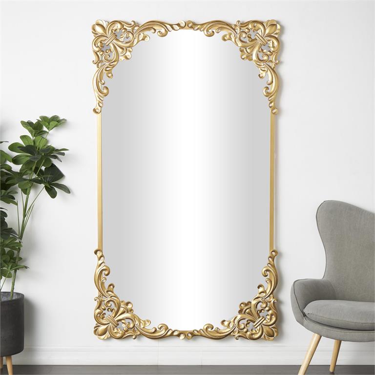 Tall Metal Ornate Baroque Floor Mirror, 72"