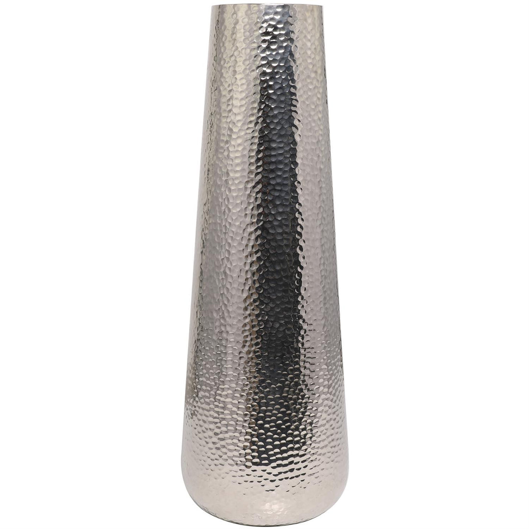 Tall Aluminum Hammered Floor Vase, 31"