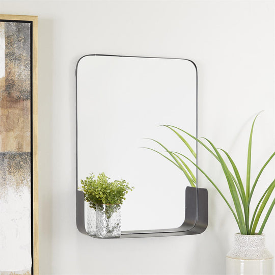 Metal Wall Mirror with Shelf