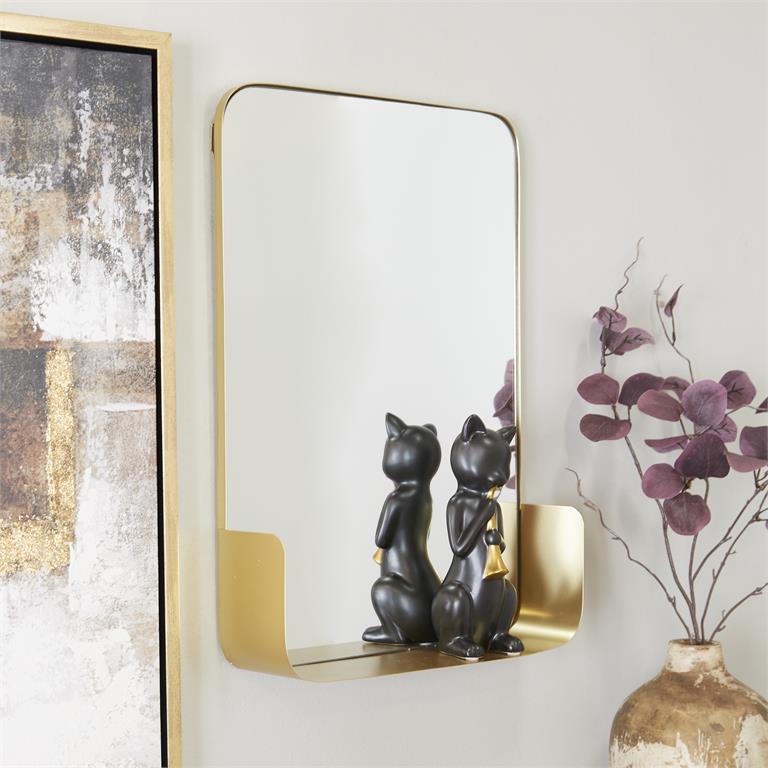 Metal Wall Mirror with Shelf