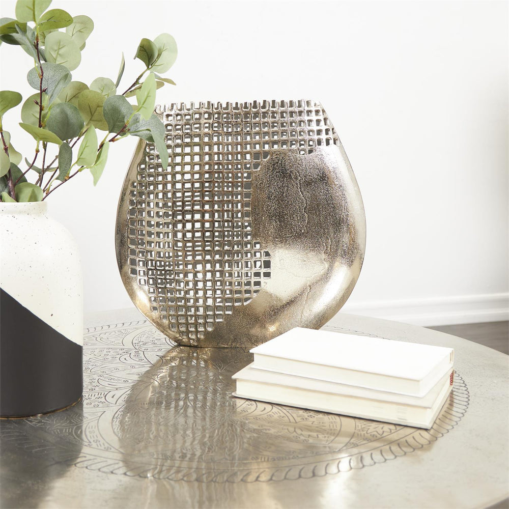 Abstract Grid Inspired Vase with Open Frame Design, 15"