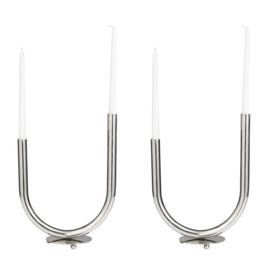 Stainless Steel Abstract U-Shaped Candelabra Set