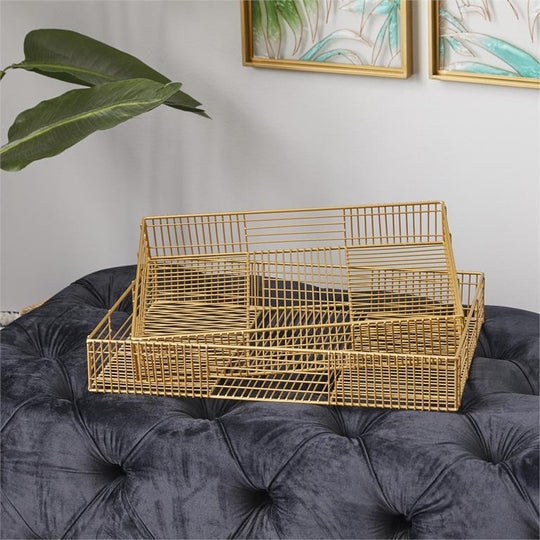 Rectangular Metal Wire Tray Set